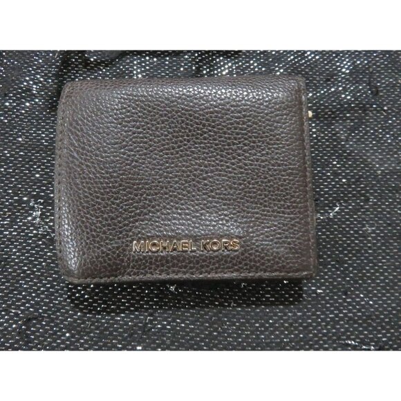 BOGO Michael Kors Bedford Carryall Card Case Brown Pebble Leather compact Wallet - Picture 1 of 9